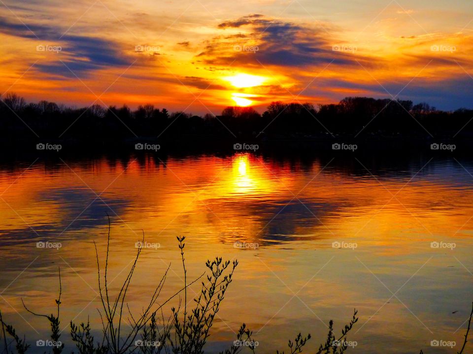 Sunset lake in Indiana 
