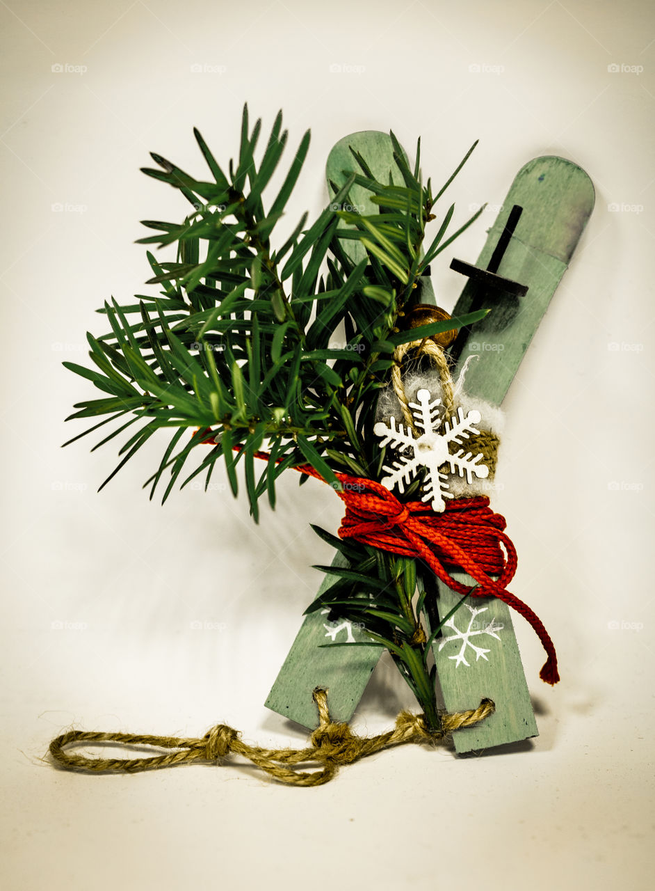 Christmas ski motive vintage