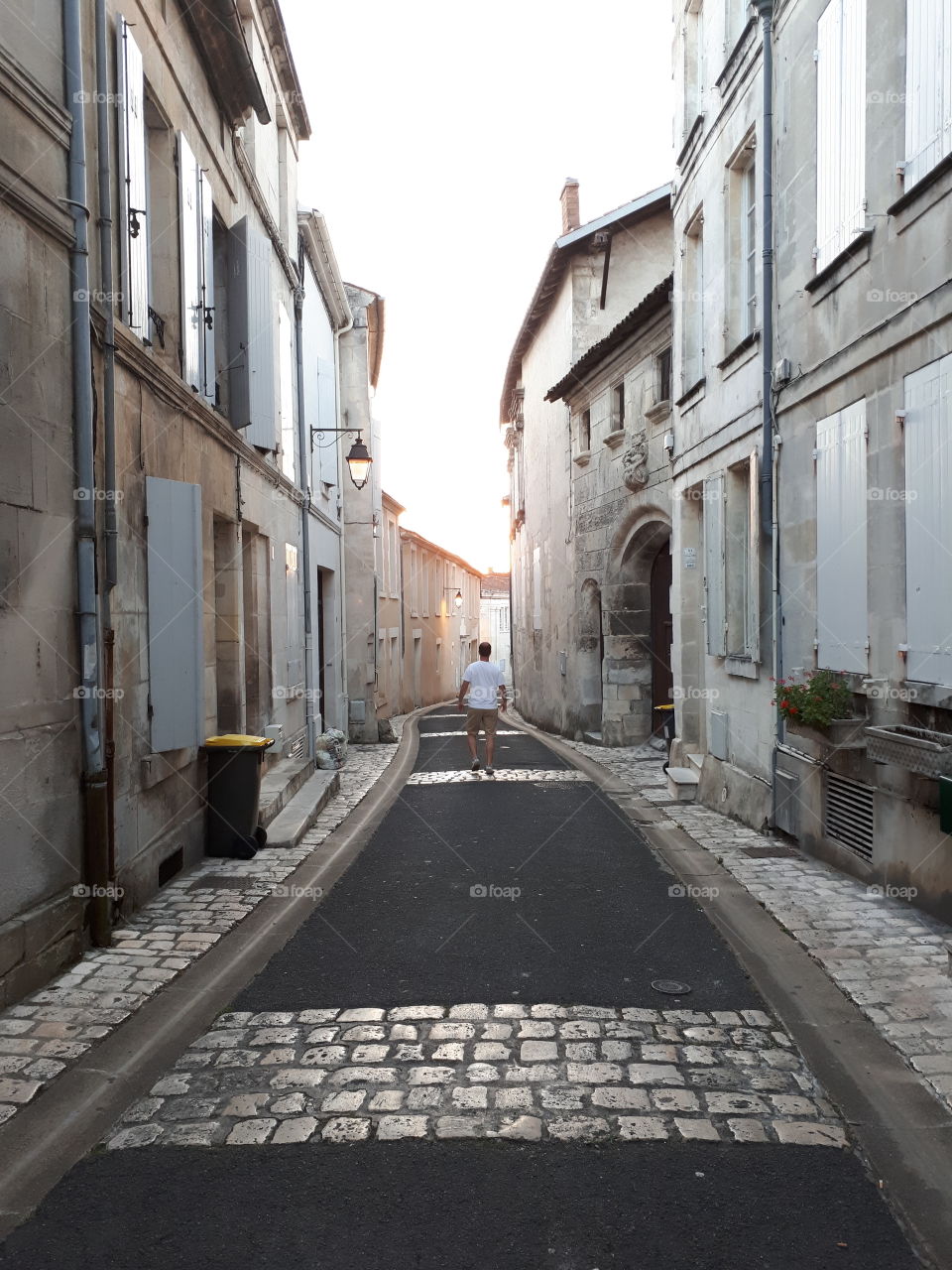 Man walks alone in the old town