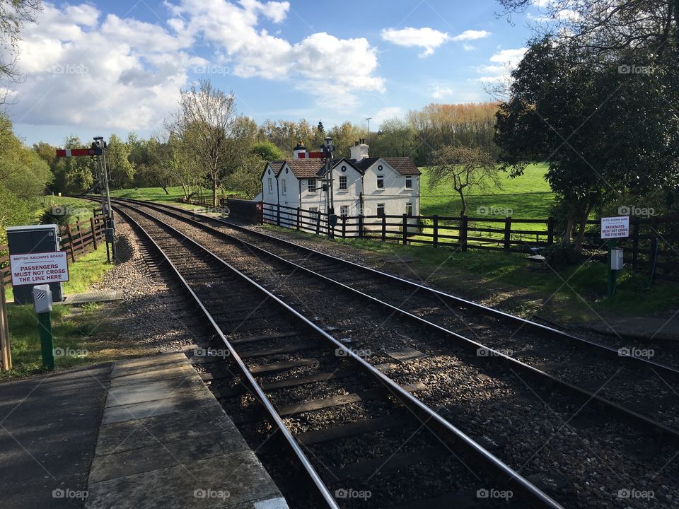 View from the end of kingscote station looking towards horsted Keynes on the bluebell railway 