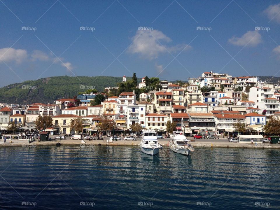 Skiathos Town, view from the ferry!
