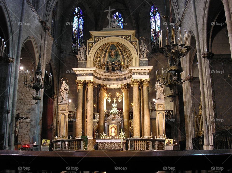 Altar in a small Catholic church 