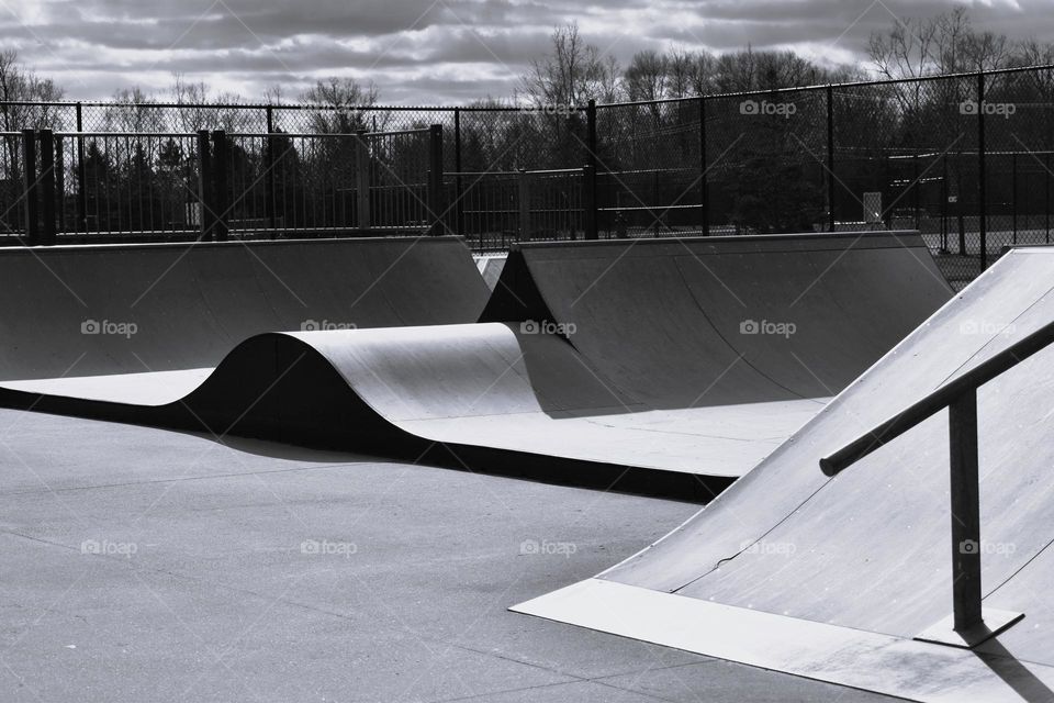 A skate park on a pleasant sunny day