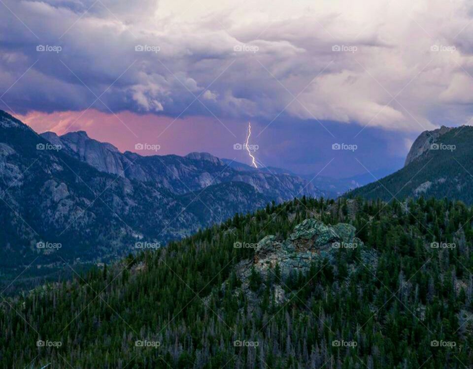 Lightning over mountains