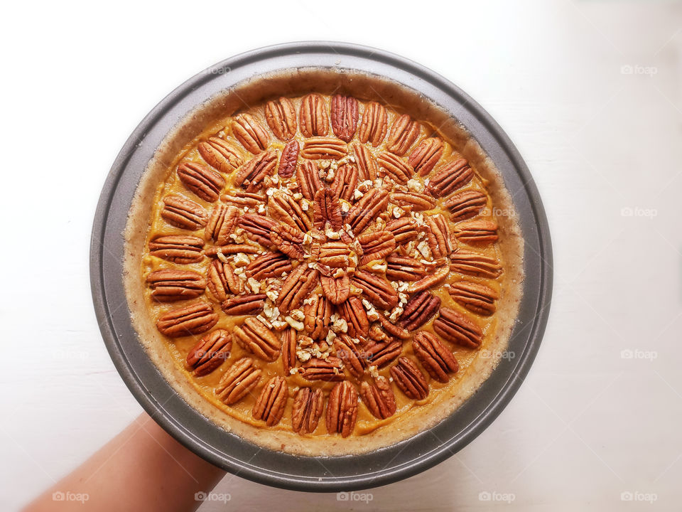 Pecan and pumpkin pie