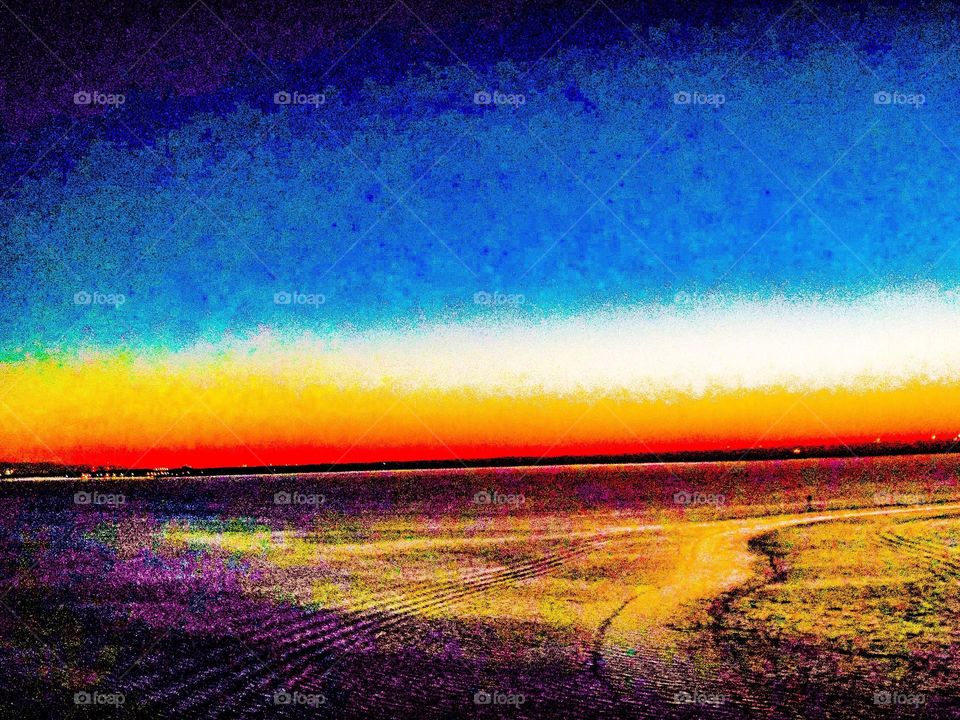 sunset over the water