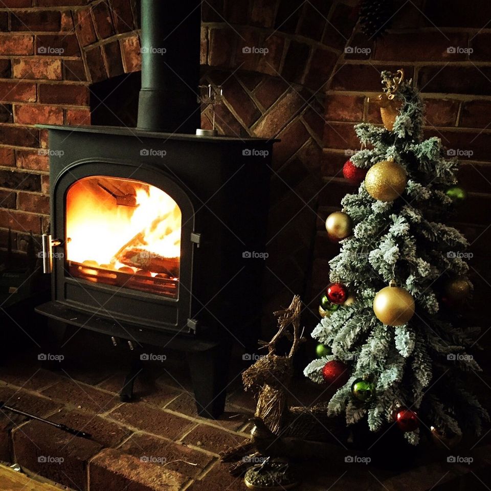 Christmas by the log fire