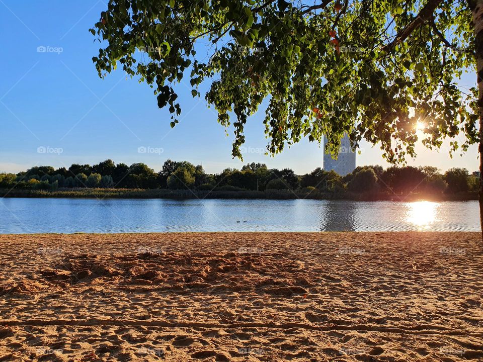 Wonderful summer evening nearby river. Estonia, Tartu