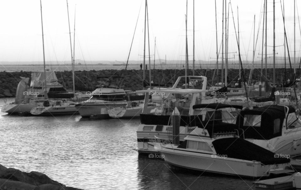 Black and white boats 