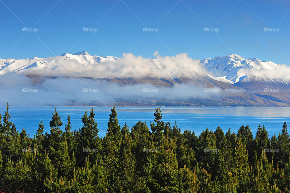 Distant view of snowy mountains