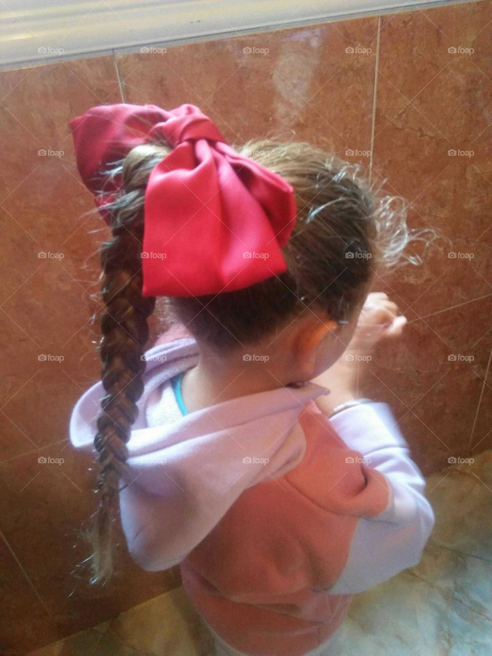 Beautiful hair of a young girl.