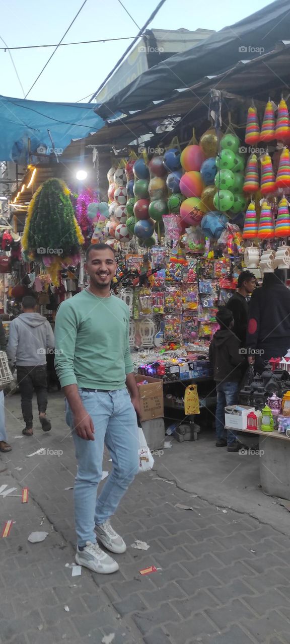 A snapshot that I think is a passage in the middle of the market and the atmosphere of Ramadan