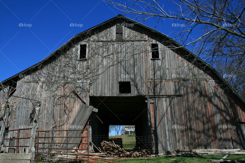 Old Barn with openings that make it look like a face. 