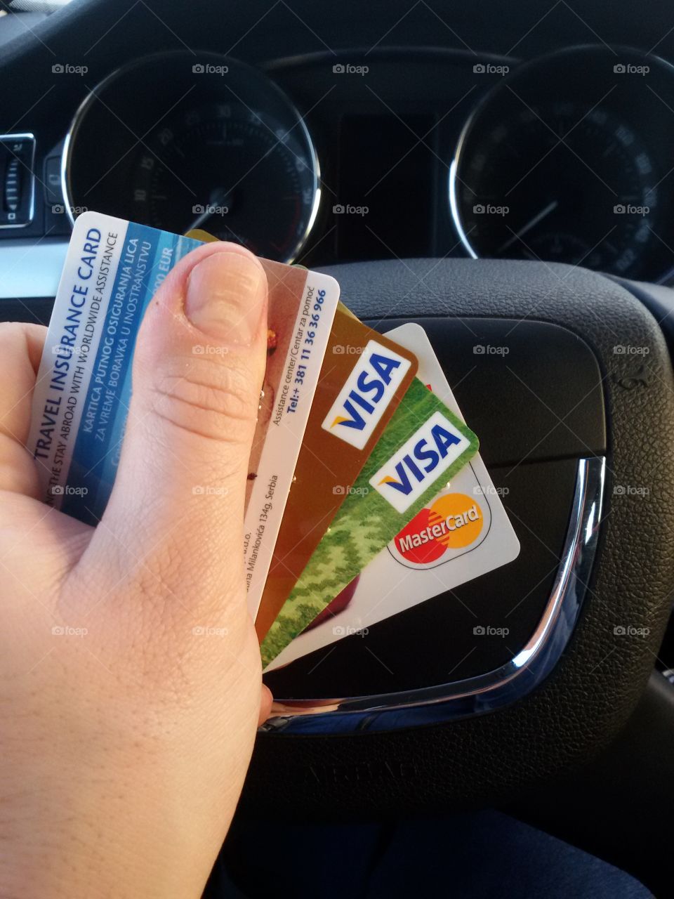 credit cards in the car travel. credit cards in the car travel