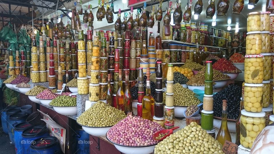 
Olives for sale in a Moroccan market