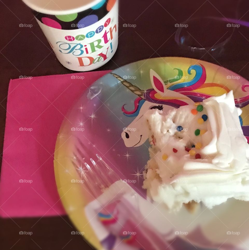Unicorn Birthday plate and cake 
