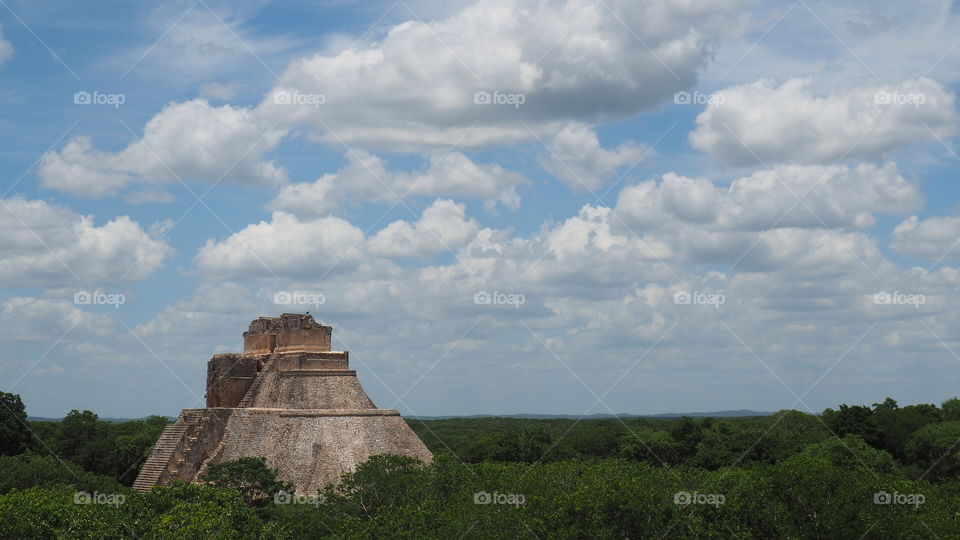 Uxmal pyramid ruins Yucatan, Mexico prehispanic era