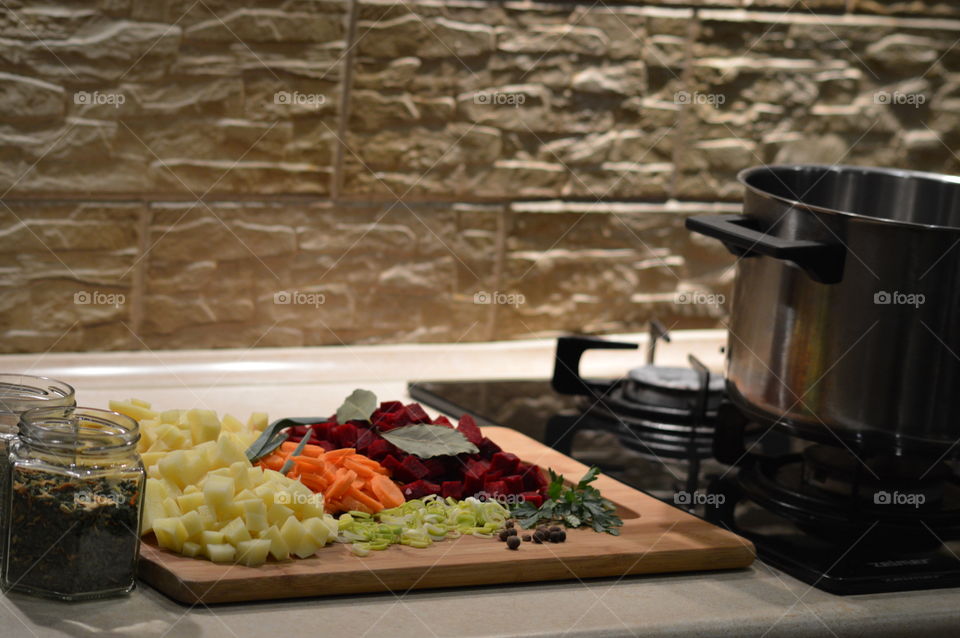 vegetables and spices to prepare a soup