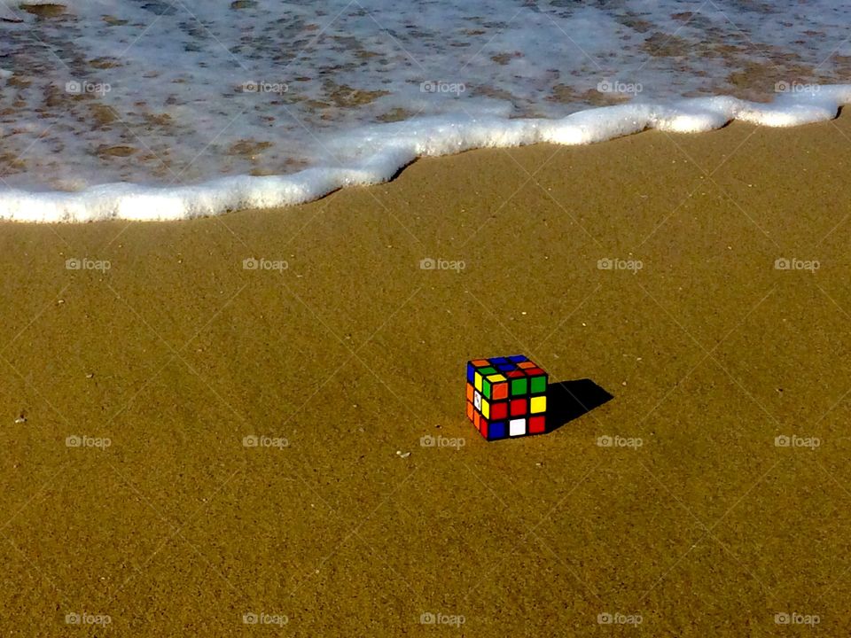 Rubics cube on the beach 
