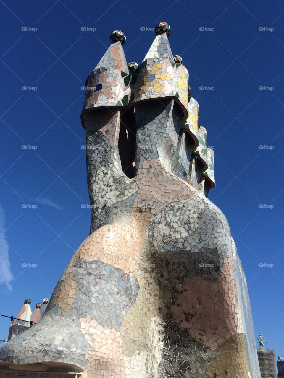 Casa Battlo Chiminea. Galdi Barcelona chimneys sky tiles modern art architecture roof top