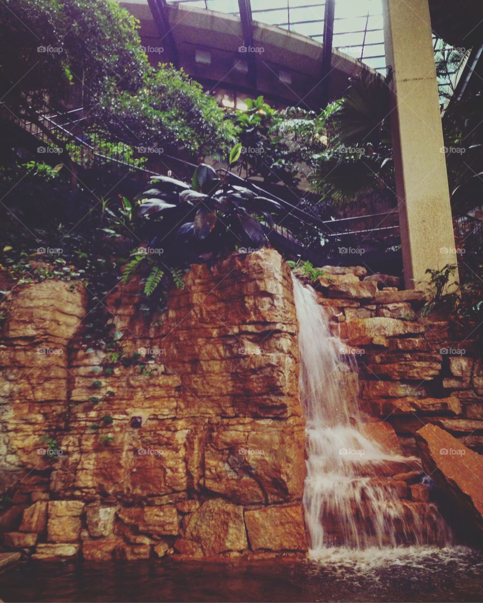 The waterfall in Crown Center. 