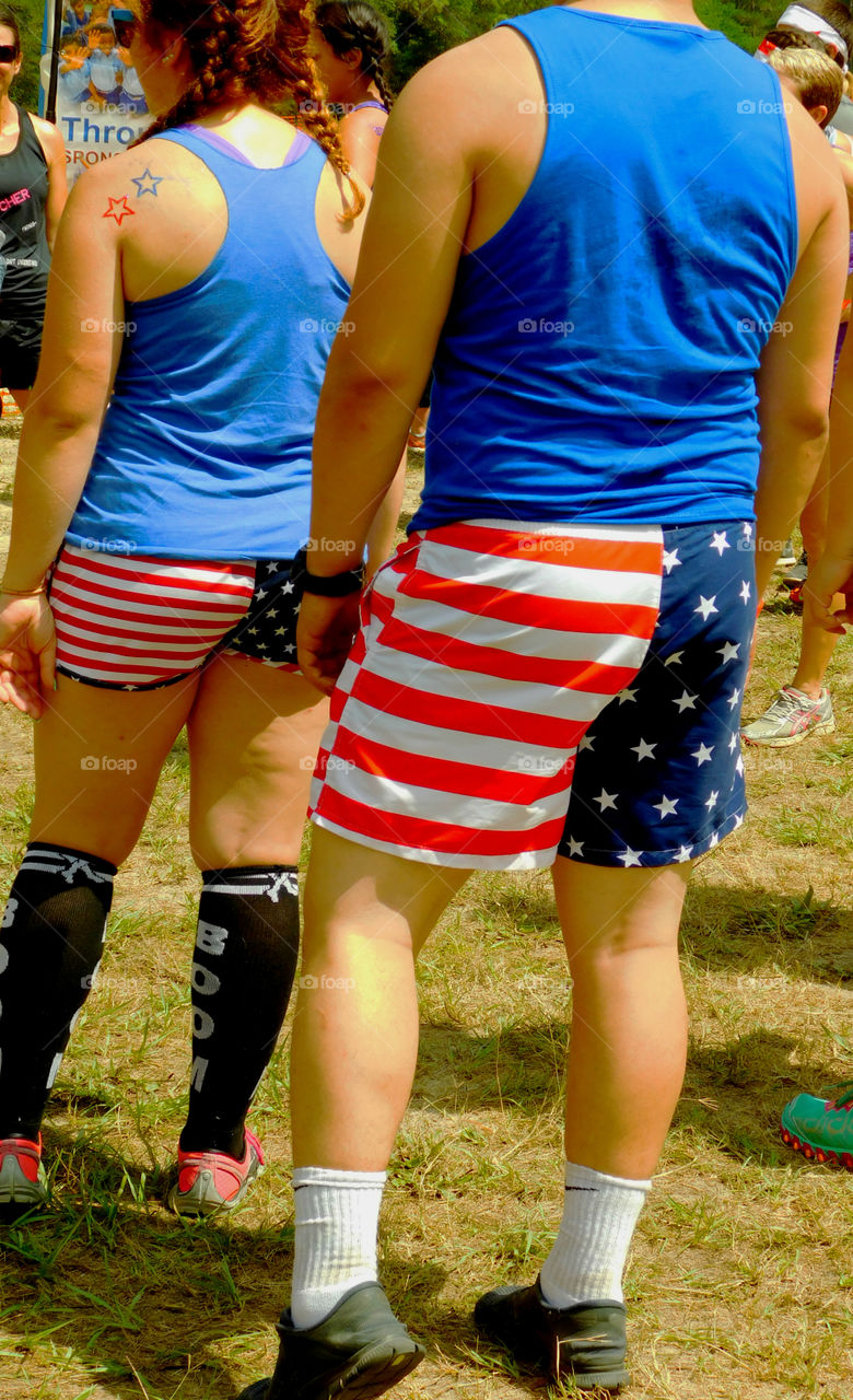 Patriotic clothing! Red,White and Blue colors wore during Mud Run Fundraiser!