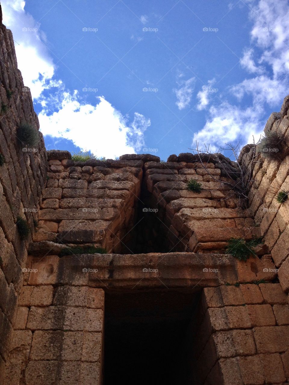 Low angle view of ancient wall