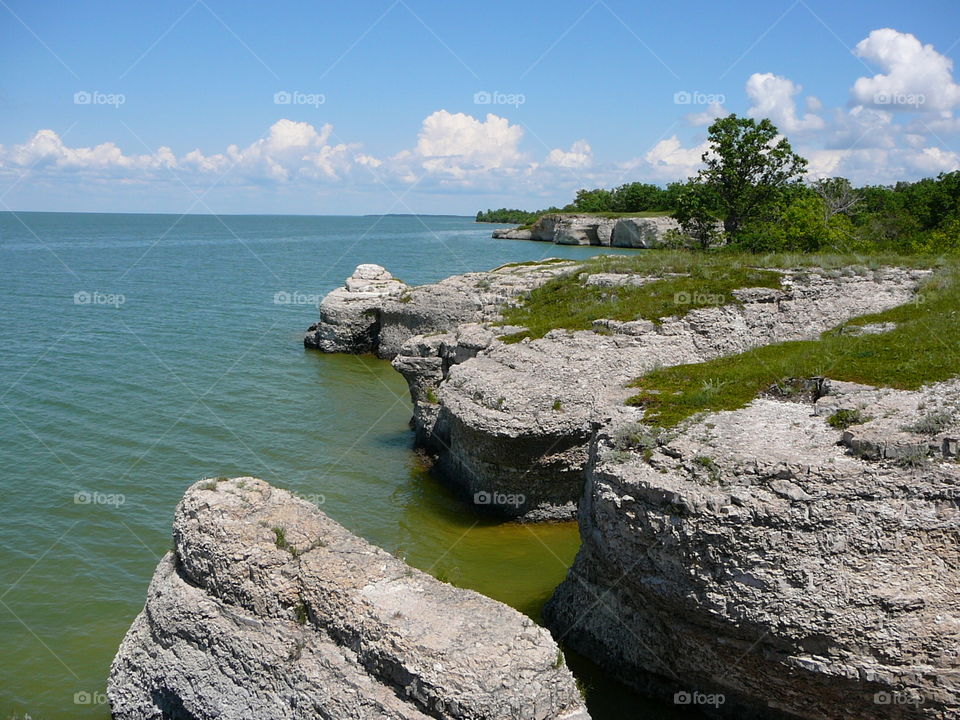 Limestone rock on Lake Manitoba shoreline