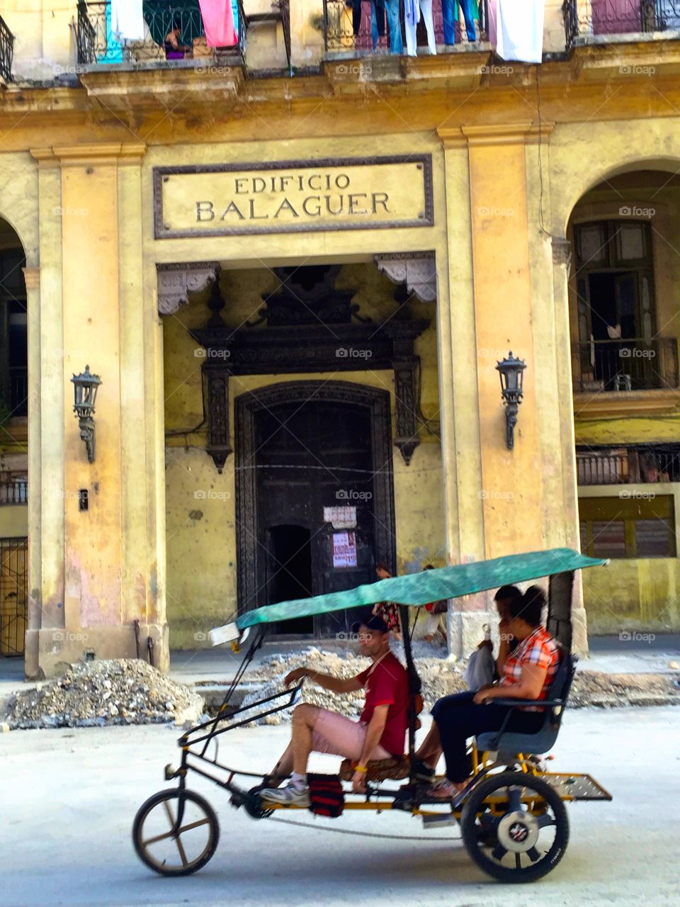 Pedicab in Cuba . Three wheel bicycle 