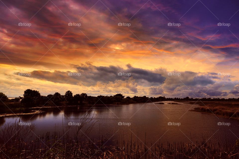 Cloudy sky over lake