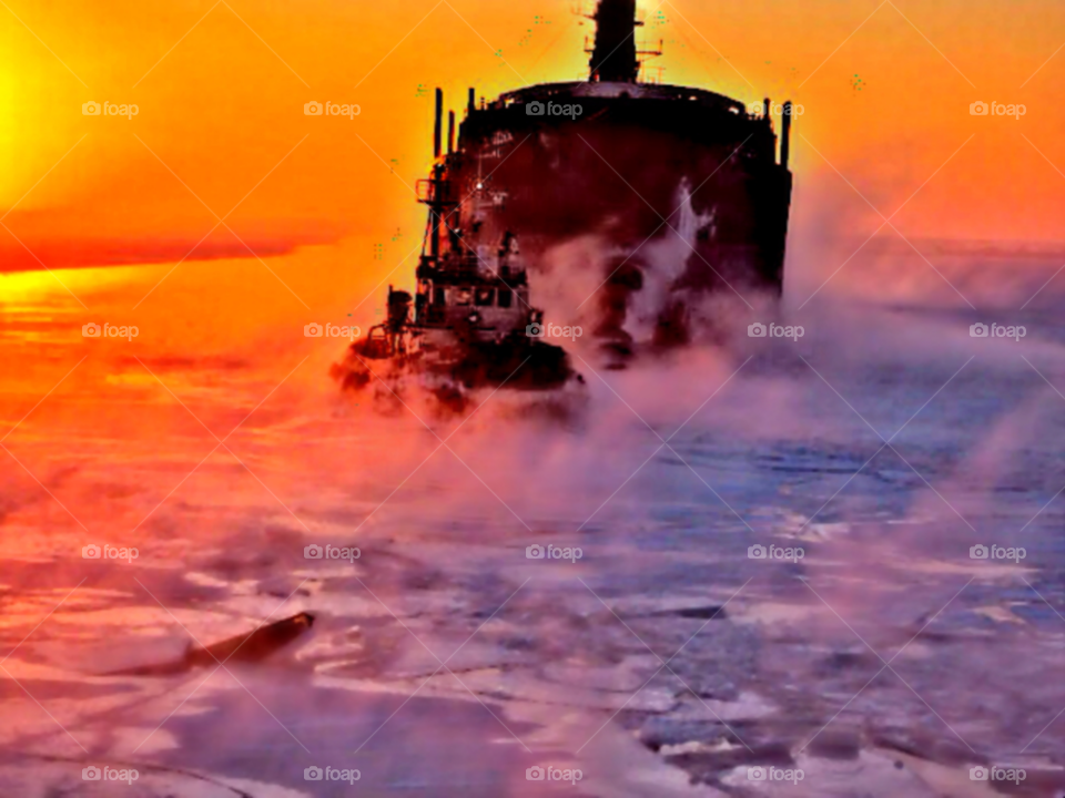 two sunset hazily ship by gosh