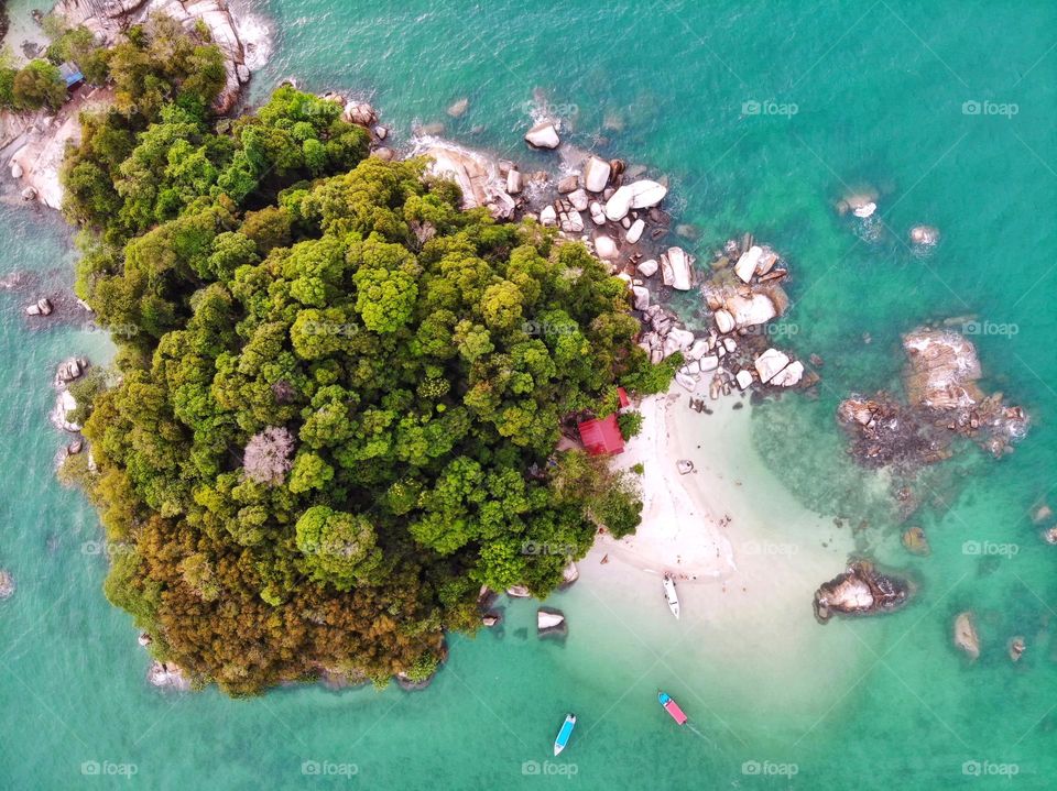 Aerial view of pangkor island beach