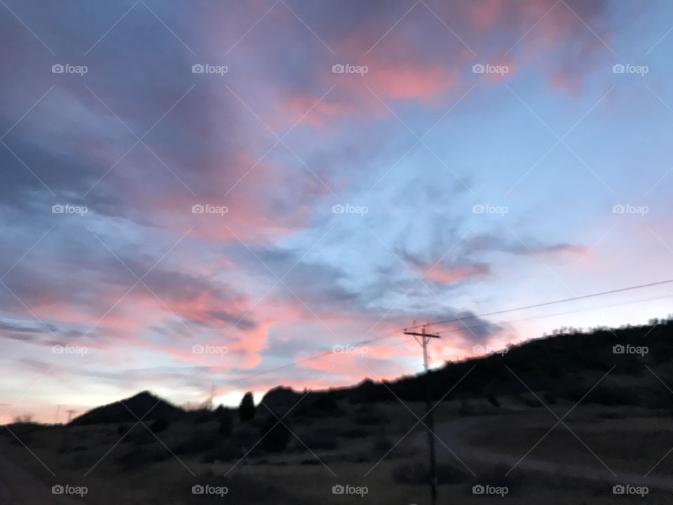 Colorful Colorado Springs’s sunset in February 