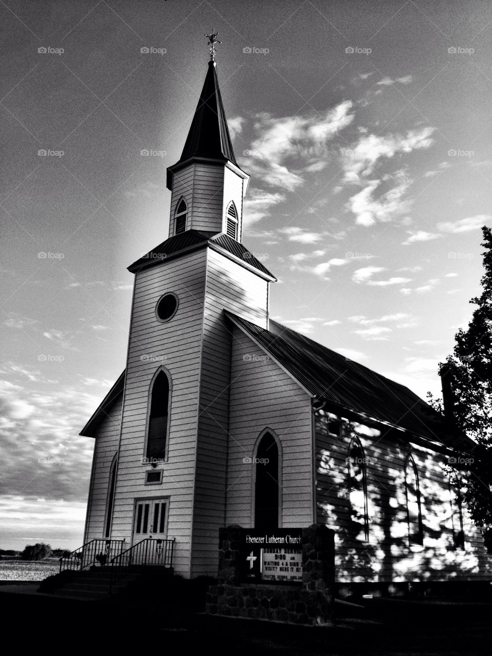 Country Church. BW rural Minnesota church 