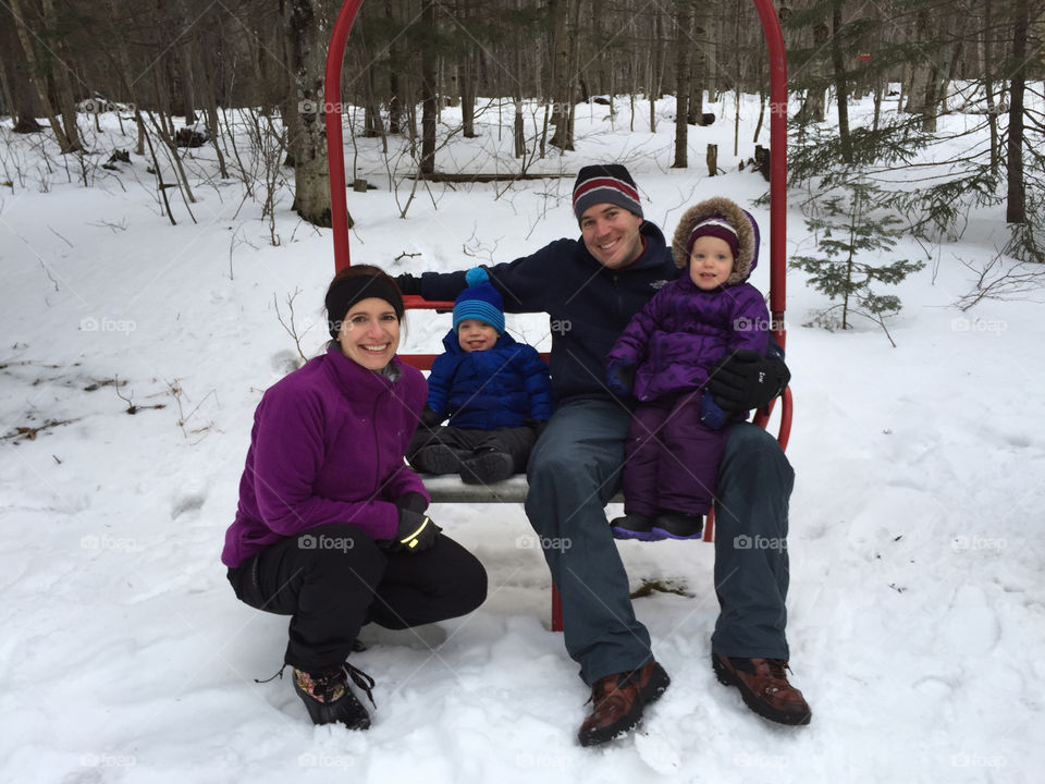 Happy Family in the Snow