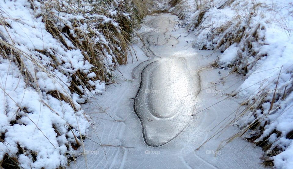 ice formations on a creek