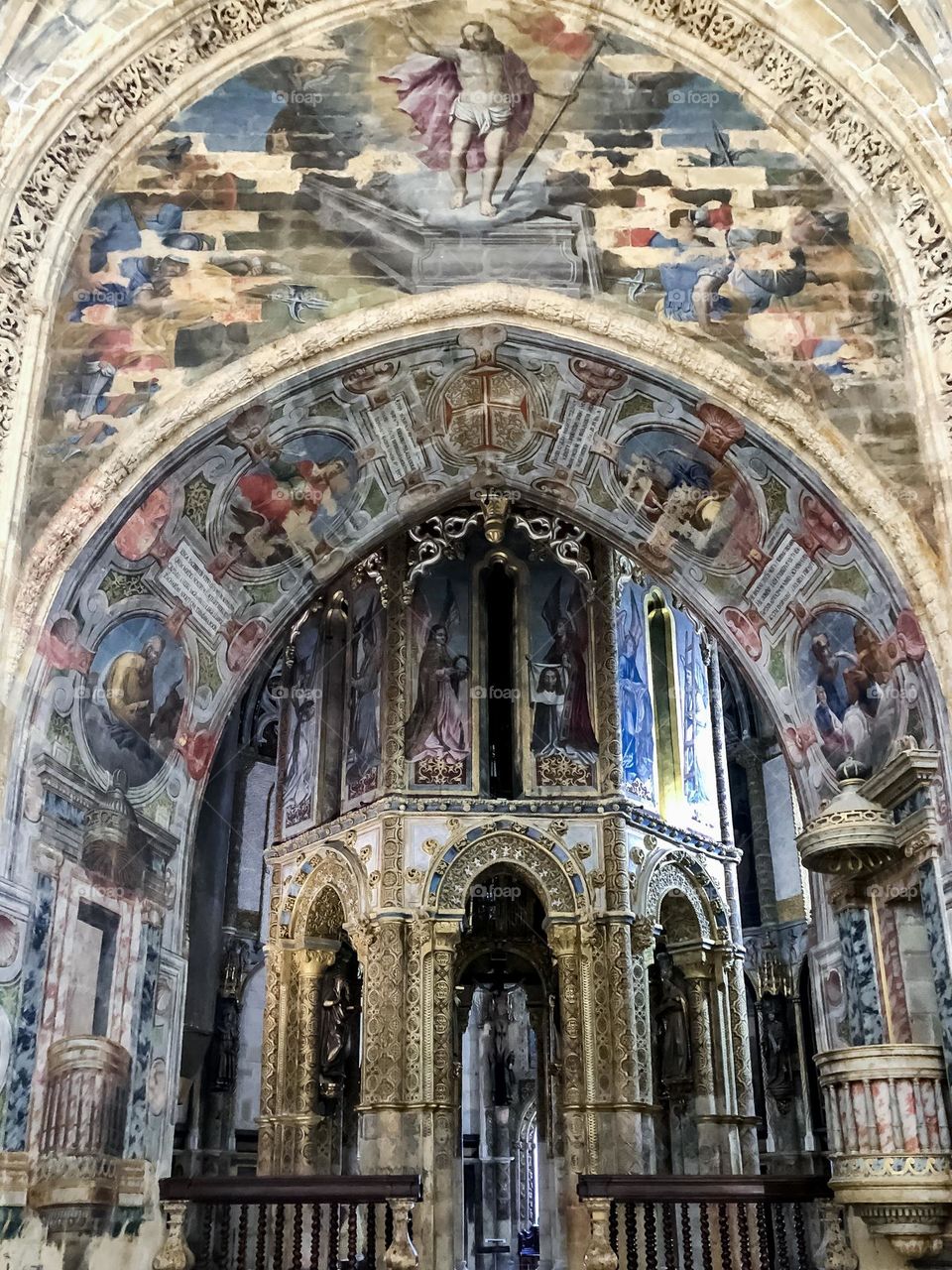 The ornately decorated Round Church at Convento de Cristo, Tomar, Portugal 