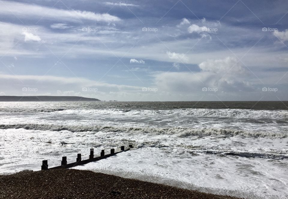 A strong sea on a breezy day, England