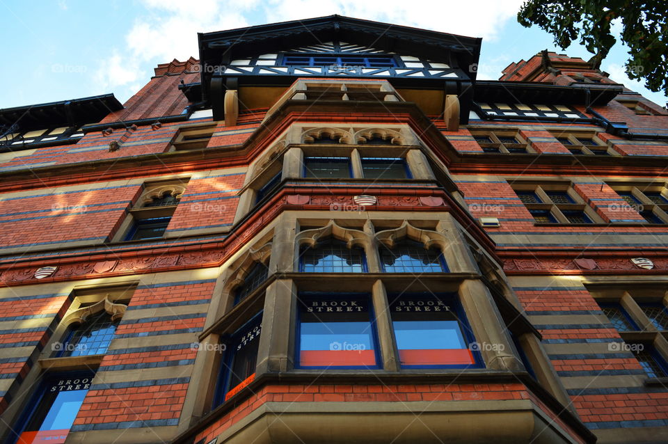 looking up. colourful abstract architecture in England