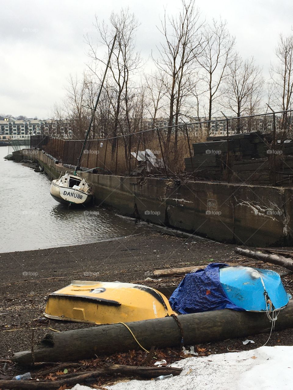 Danube — sailboat and rowboats along Hudson River