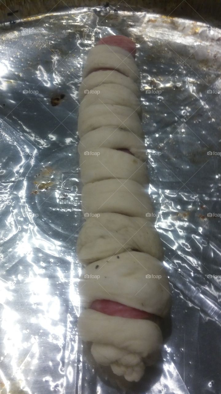 salami wrapped in dough
