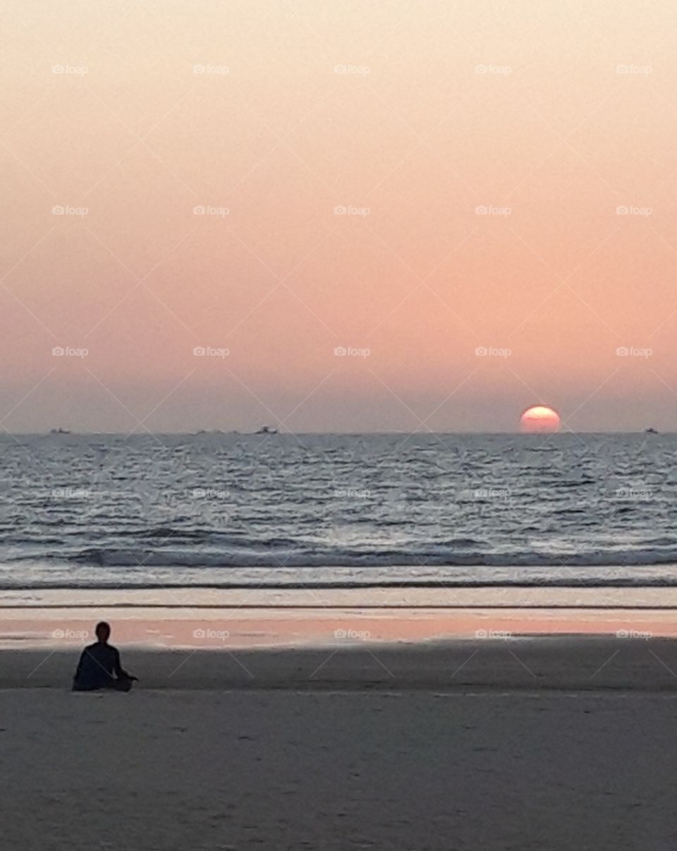 sunset on the Leela goa beach