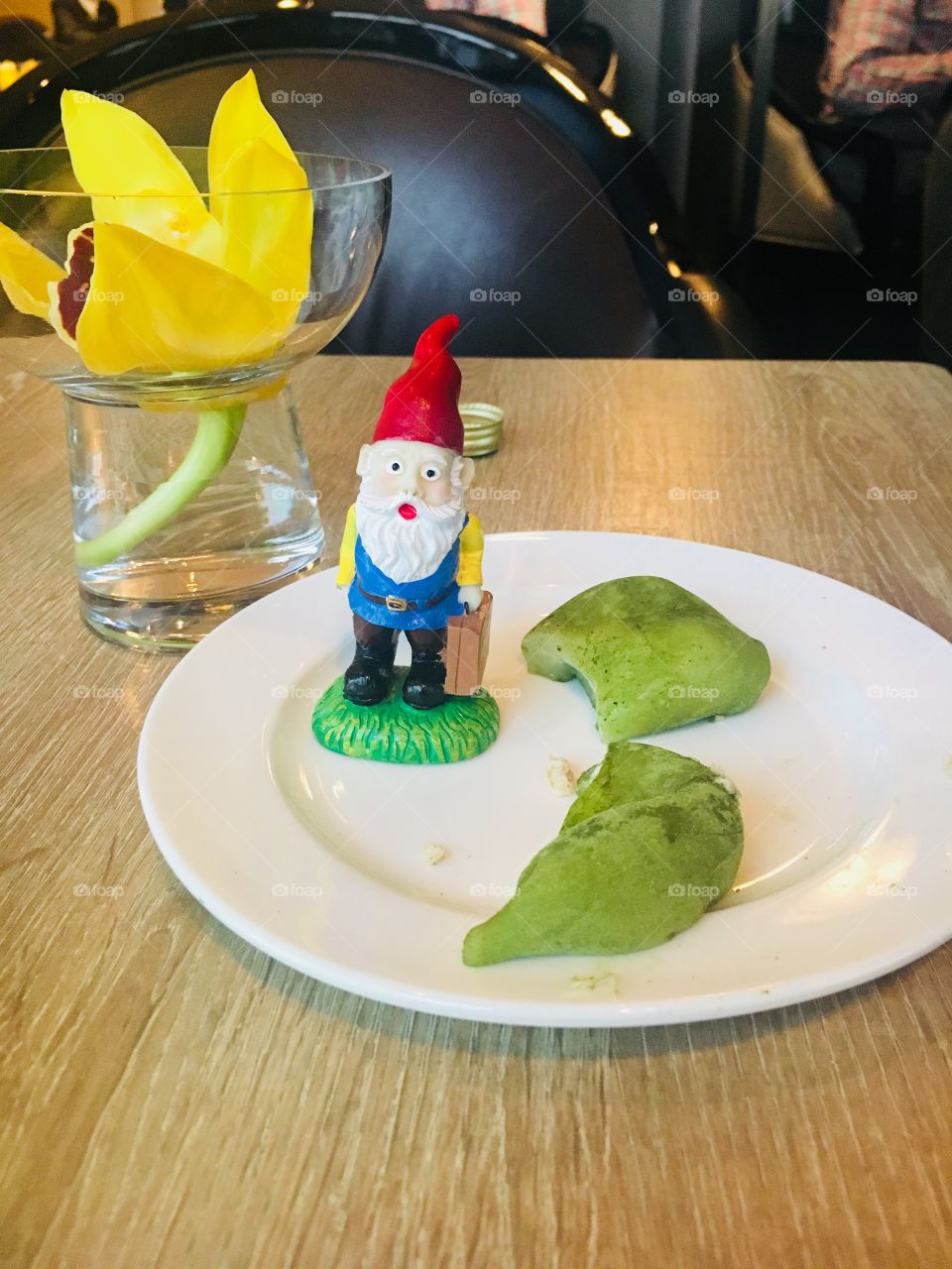 Gnomey was not as pleased with his Mochi. Melted. But very authentic and delicious - Hong Kong exec lounge 