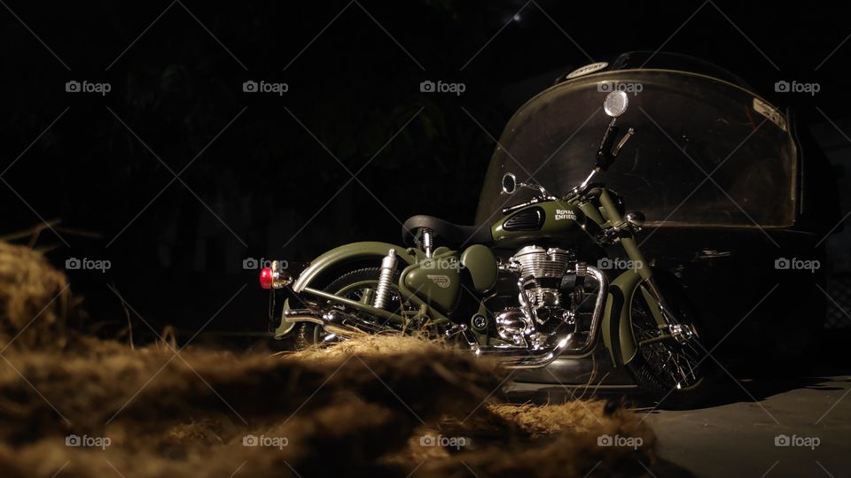 This photo defines the travel and exploration that I love . Its a miniature of Royal Enfield 500 Battlegreen which I love the most.