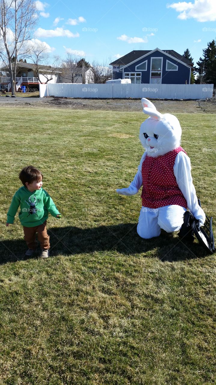 Hello Easter Bunny. Getting to see the Easter Bunny