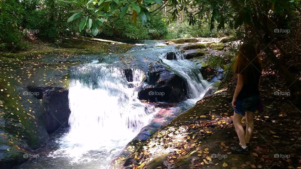 Small waterfall in Moccasin creek state park in Georgia