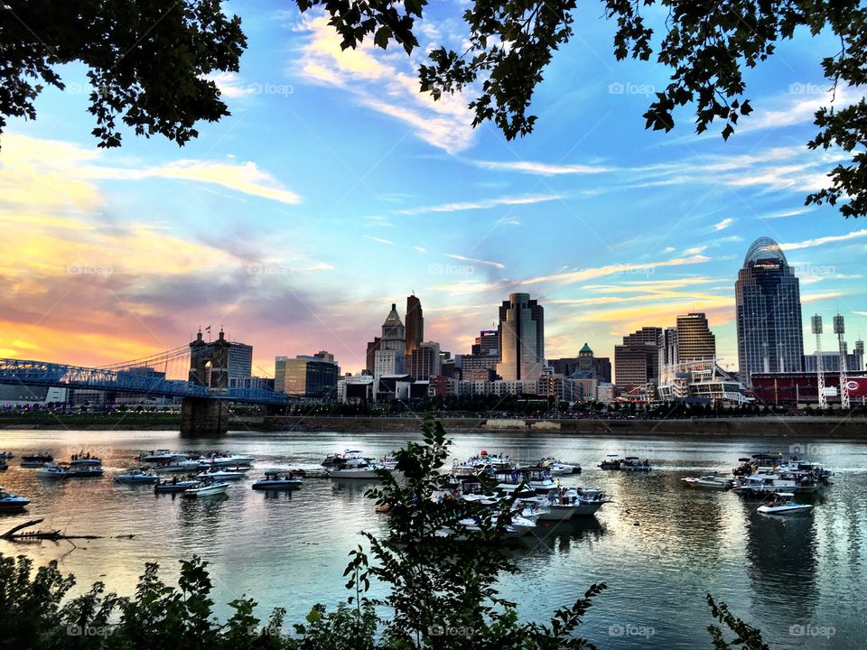 Ohio river, river fest, sunset