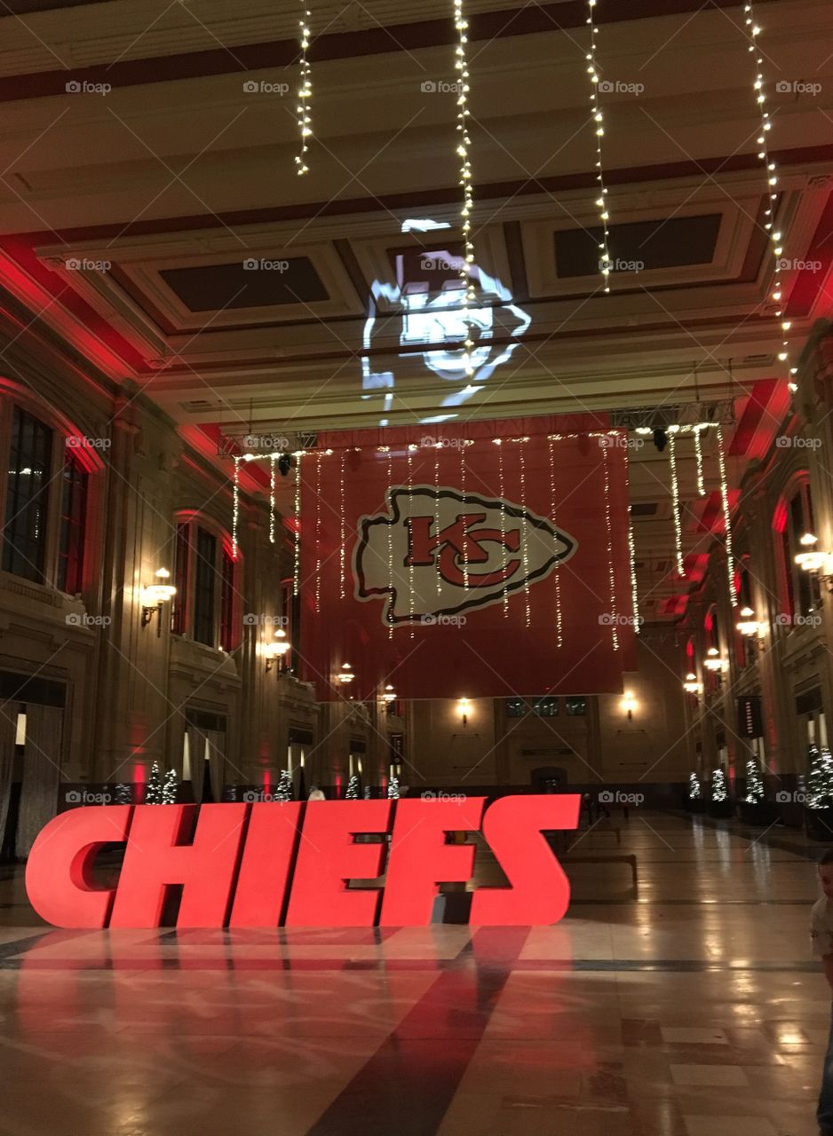 Union Station in Kansas City Missouri In Red for the Chiefs