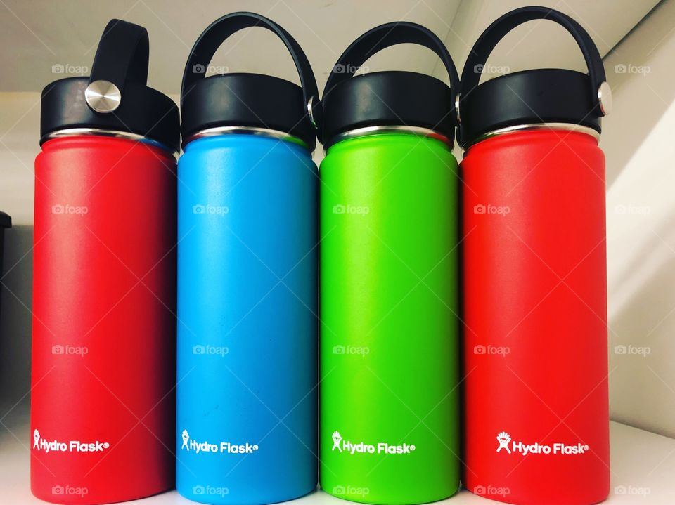 Colourful water bottles 