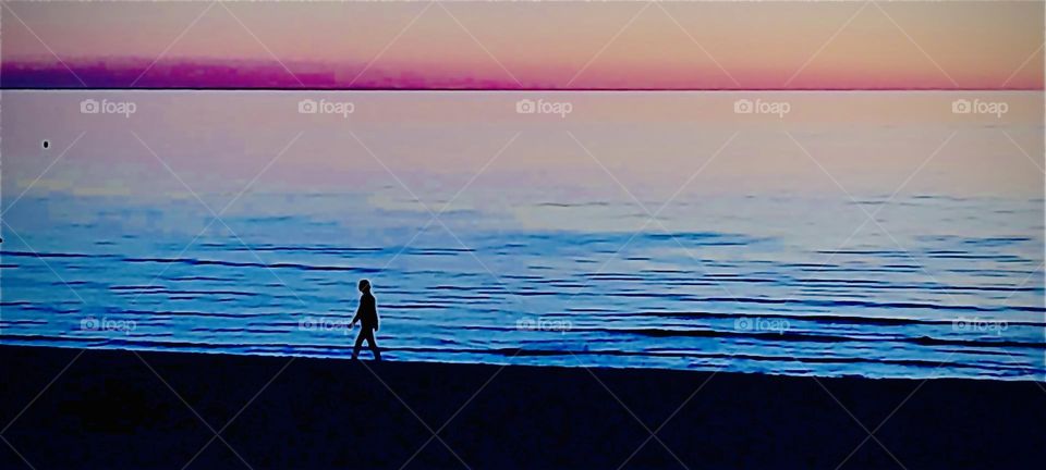 A pink magenta sunset over the ocean at “Hiddensee” famous for artist & filmmaker “Asta Nielsen’s” house called the “Karusel” & the “Blaue Scheune”, the “Blue Barn” where she & her artist friends worked. 2022. Hypnotic Productions